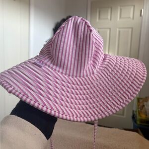 Pink and White Striped Sun Hat